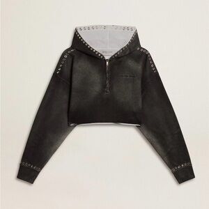Golden Goose Gray cropped sweatshirt with a lived-in effect
